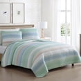 thumbnail image 3 of Beatrice Home Fashions, Coralinn Stripe 3PC Quilt Set, Full/Queen, Sage/Blue, 3 of 6