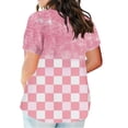 thumbnail image 2 of Plus Tamaño de las Mujeres Blusas, Cuello en V Casual Suelto Manga Corta Superior, Impresión Blusa Poliéster Spandex, 2 of 5