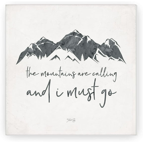 The Mountains Are Calling And I Must Go Rustic Wood Farmhouse Wall Sign 12x12 (Unframed)