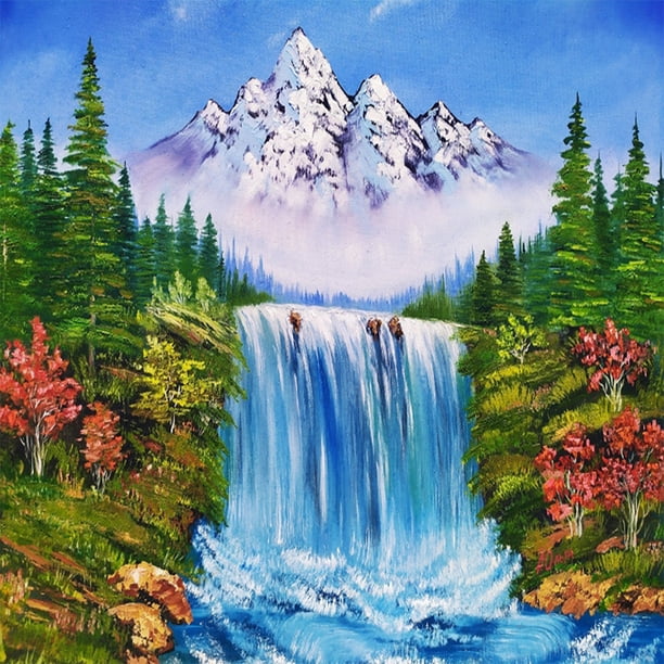 Pintura de diamante 5D DIY Taladro redondo completo Montaña WaterHome Decoración (GS3031) Hugtrwg Para estrenar
