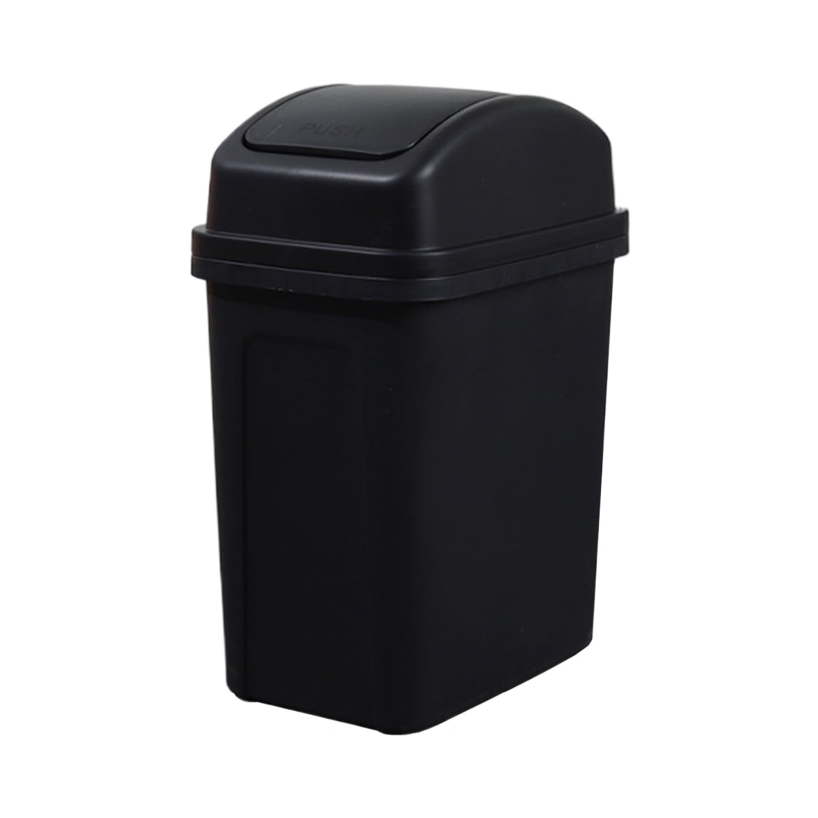 AUHomi Office Trash Can with Swing Lid, 1.8 Gallons, Indoor Plastic Garbage Can, Large Capacity Waste Basket, Garbage Bin, Slim Trash Can for Dorm, Bathroom, Living Room, Office, Kitchen,Bedroom,Black