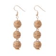 thumbnail image 3 of harmtty 1 Pair Hook Earrings Spherical Weave Rattan Bohemian Long Dangle Earrings for Vacation, 3 of 8