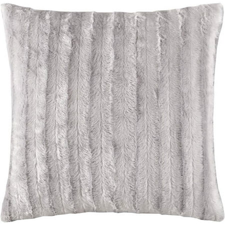 Madison Park Duke Faux Fur 20 X 20 Inch Square Throw Pillow with Sewn Closure, Grey
