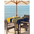 thumbnail image 3 of Outdoor Tablecloth with Umbrella Hole for Patio/Picnic/Party/Camping, Navy Yellow Grey Stripes Waterproof Table Cloth Square Cover Washable, Abstract Lines Geometric Modern (54"x 54"), 3 of 8