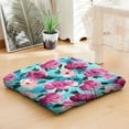 thumbnail image 4 of Boho Floral Floor Pillow Large 22 Inch Square Cushion, Rustic Floral Print, Dutch Velvet for Lounge & Reading Nook, 4 of 7