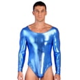 thumbnail image 4 of Body de una pieza para hombre, lencería brillante de charol, mono de manga larga, Monokini ceñido al cuerpo, leotardo gimnástico, Ropa de baile, 4 of 5