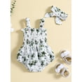 thumbnail image 2 of Bagilaanoe Newborn Baby Girl Rompers Flower Print Sleeveless Bodysuit + Hairband 3M 6M 12M 18M 24M Infant Summer One Piece Jumpsuit, 2 of 9