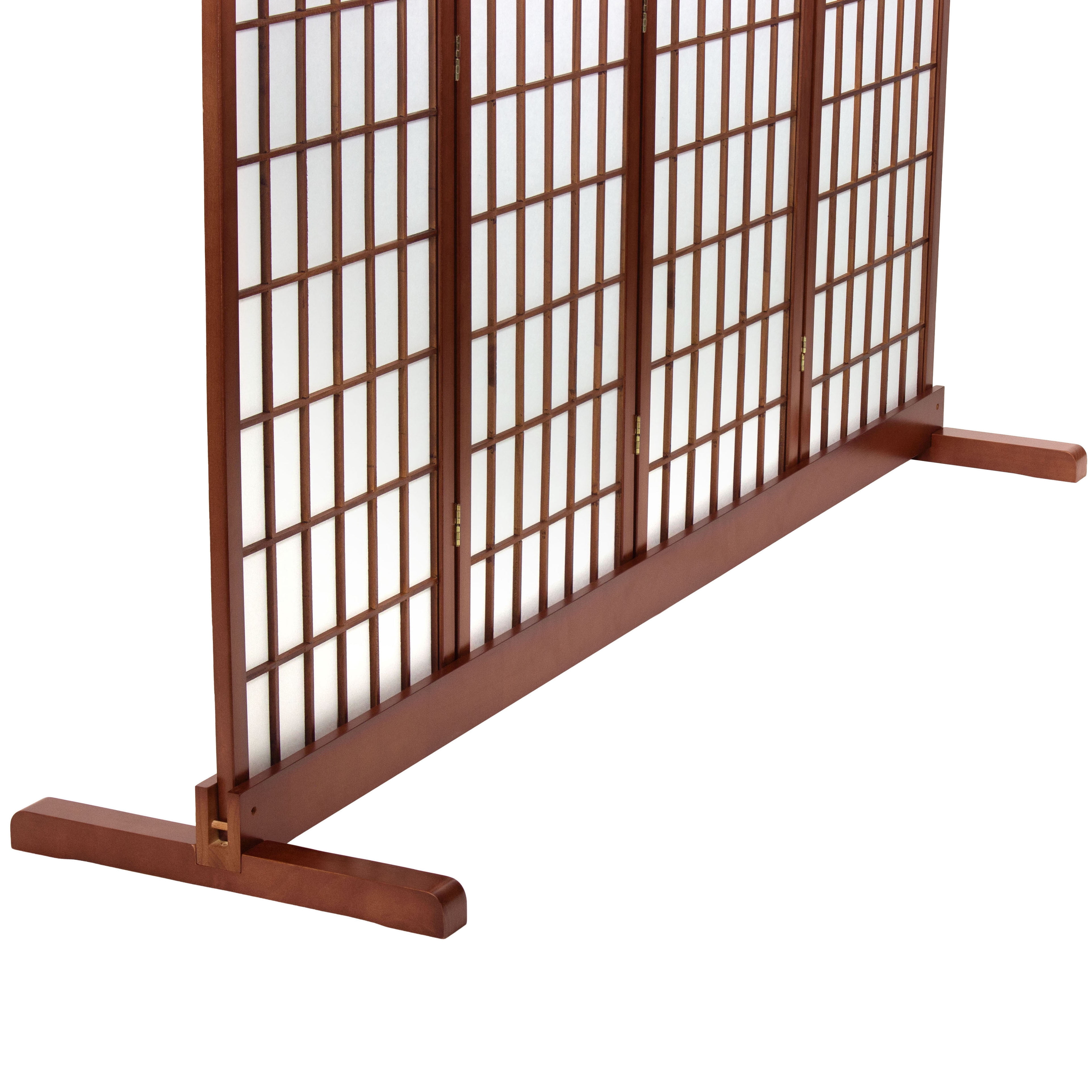Room Divider Stand Walnut 4 Panel