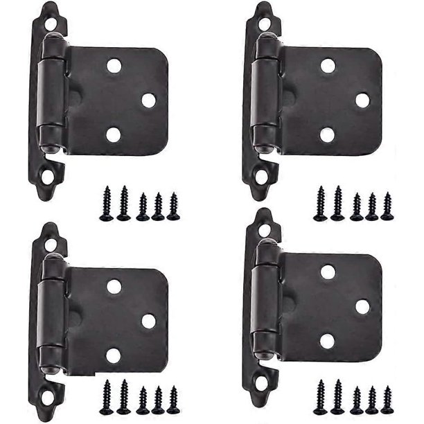 Paquete de 4 bisagras de cierre automático, bisagras superpuestas de 270 grados, bisagras de cromo pulido para muebles y gabinetes, bisagras empotradas para gabinetes de cocina con tornillo (negro)