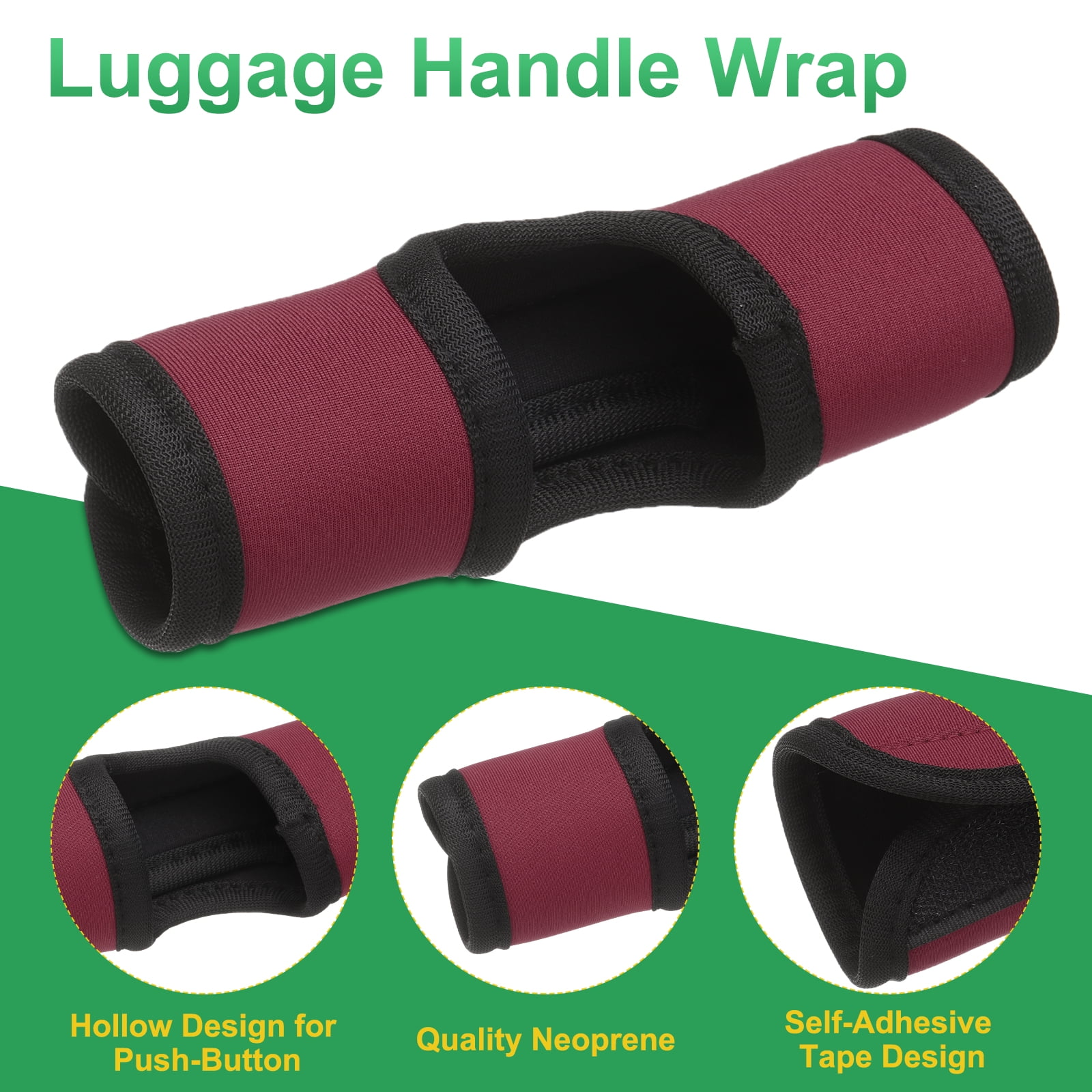 Unique Bargains Luggage Handle Wrap Hollow Neoprene for Travel Bag Wine Red