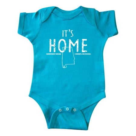 

Inktastic It s Home- Alabama State Outline DIstressed Text Gift Baby Boy or Baby Girl Bodysuit