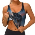 thumbnail image 3 of Pofeuu Lonely Night Sky Wolf Print Sports Bra for Women Sexy Vest Yoga Running Gym Fitness Crop Bras Tops-X-Large, 3 of 8