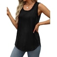 thumbnail image 4 of Womens Summer Tank Tops Loose Sleeveless Tops Ribbed Trim Scoop Neck Curved Hem Tunic Blouses 2024 Basic Tee Shirt, 4 of 7