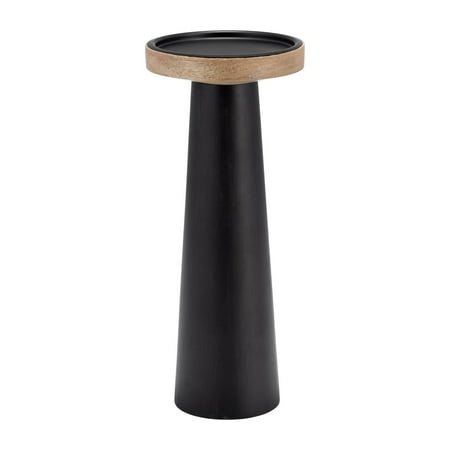 Sagebrook Home 17581-01 12 in. Flat Wood Candle Holder Stand  Black & Natural
