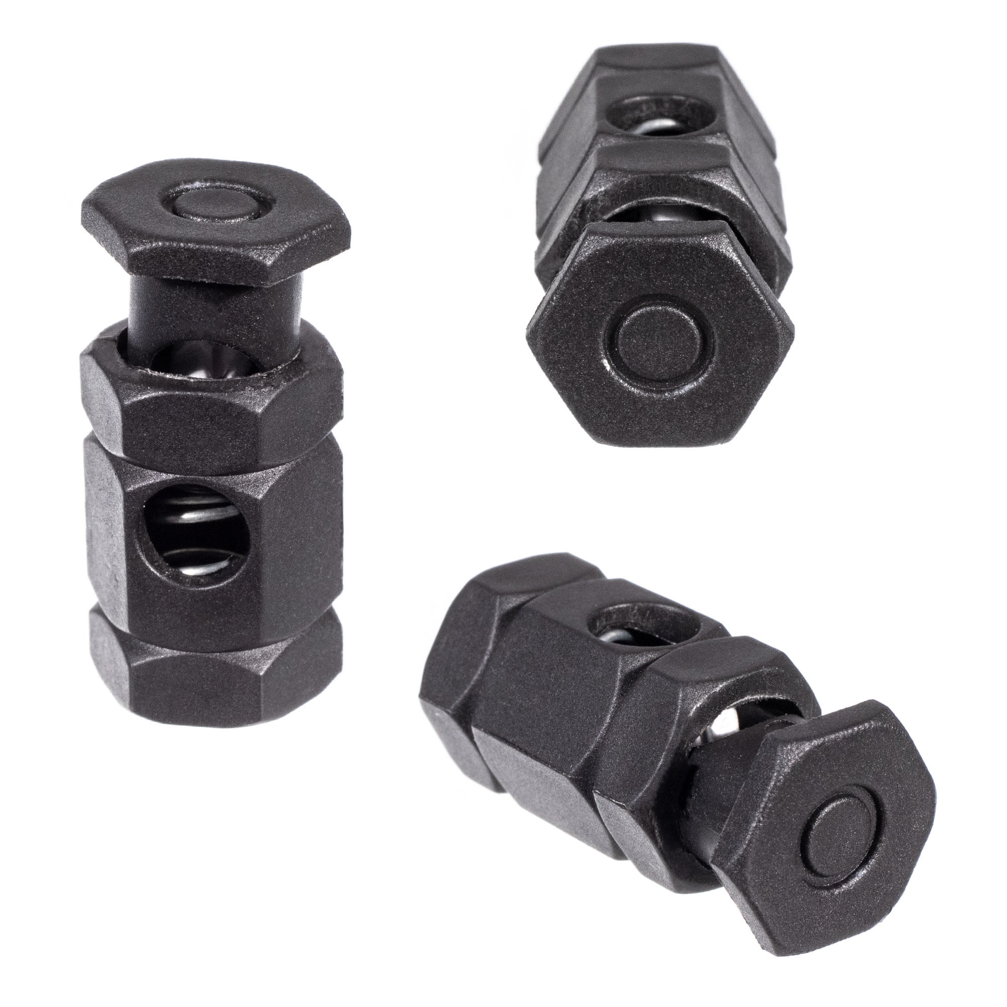 Paracord Hexagon Cord Lock with 5 Millimeter Hole in Black