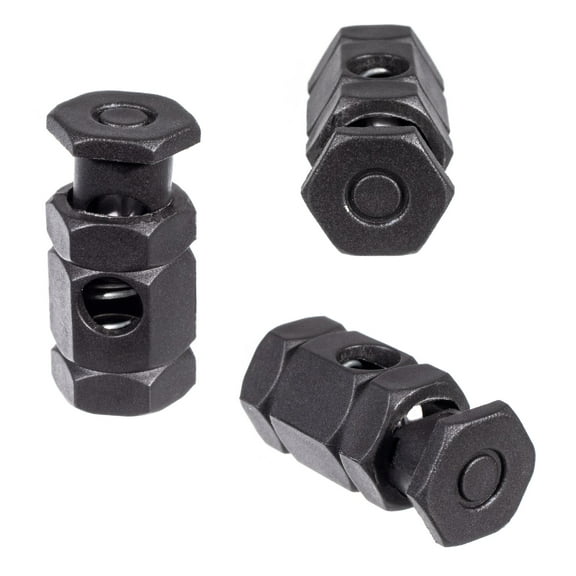 Paracord Planet Hexagon Cord Lock with 5 Millimeter Hole in Black - Secure Cords and More
