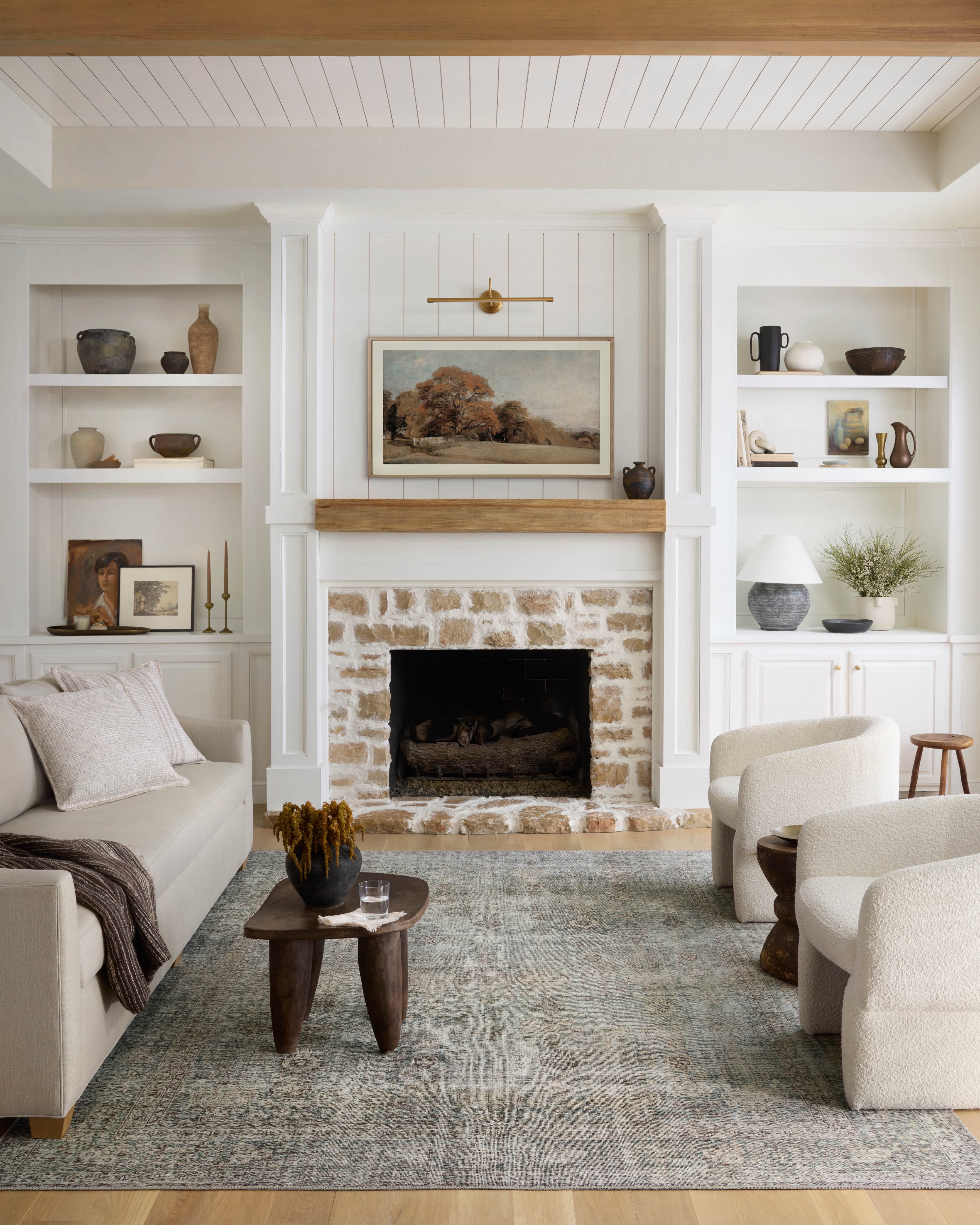 Chris Loves Julia x Loloi Jules Emerald / Antique Ivory 3'-6" x 5'-6" Accent Rug