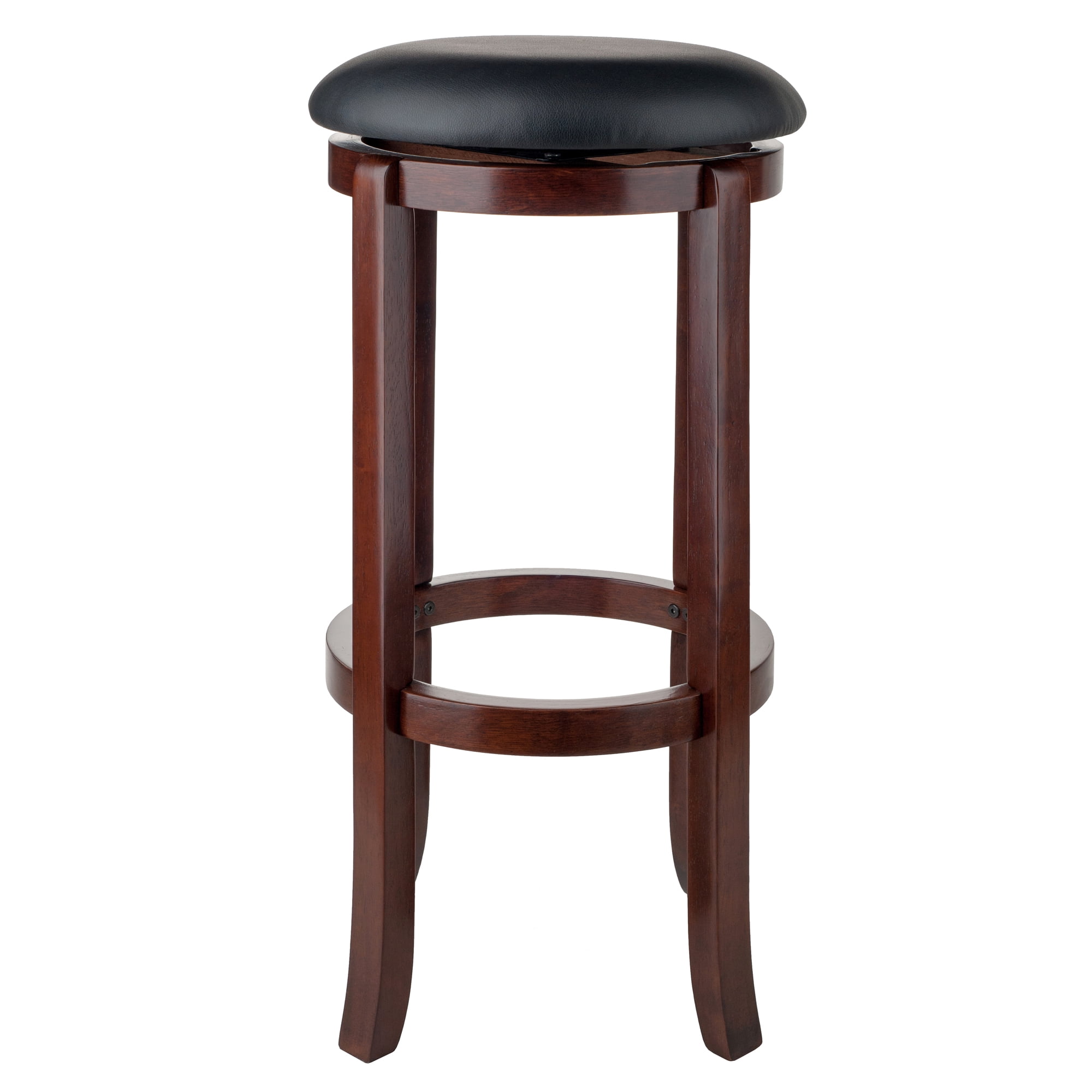 Winsome Wood Walcott Swivel Seat Bar Stool, Black & Walnut