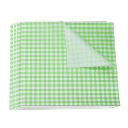 Uxcell 500pcs Square Checkered Wax Paper Sheets 9.84" x 9.84" Oil-absorbing Dry Food Wrapping Paper for Sandwich Baking Paper Liners Picnic Basket Bread Hamburger Wrap Kitchen, Green