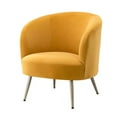 thumbnail image 3 of Velvet Accent Chair, Upholstered Barrel Chair Armchair, Comfy Single Sofa Vanity Chair with Golden Metal Legs and Padded Seat, for Bedroom Living Room Office, Mustard, 3 of 7