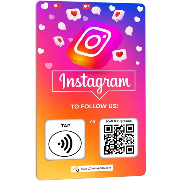 Étiquette Réutilisable Personnalisée-Tap/QR Carte de Révision Instagram - 1 Pack Carte de Révision Instantanée Instagram - Code QR et Cartes NFC pour Entreprise, Carte Tap