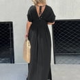 thumbnail image 3 of WILLBEST Summer Dresses for Women Women Sexy Slit V Neck Maxi Long Dress Effortless Maxi Long Dress Slit Lightweight Dress, 3 of 5