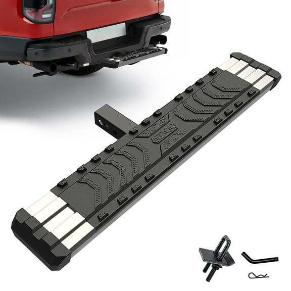 AUSUM MOTOR Universal Hitch Step For 2" Receiver Rear Bumper Guard Protector Trailer Towing 33.5" Wide,  Max Load 300lbs