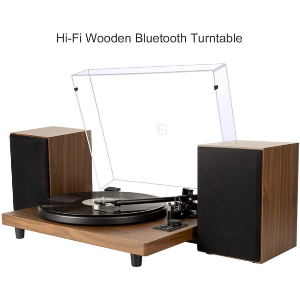 DIGITNOW Bluetooth Record Player Wireless Turntable HiFi System Wooden