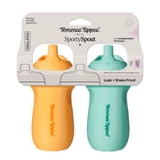 Tommee Tippee Insulated Sporty Spout Toddler Water Bottle, 1–3y, 9oz, No-Spill, Light Blue & Orange, Pack of 2