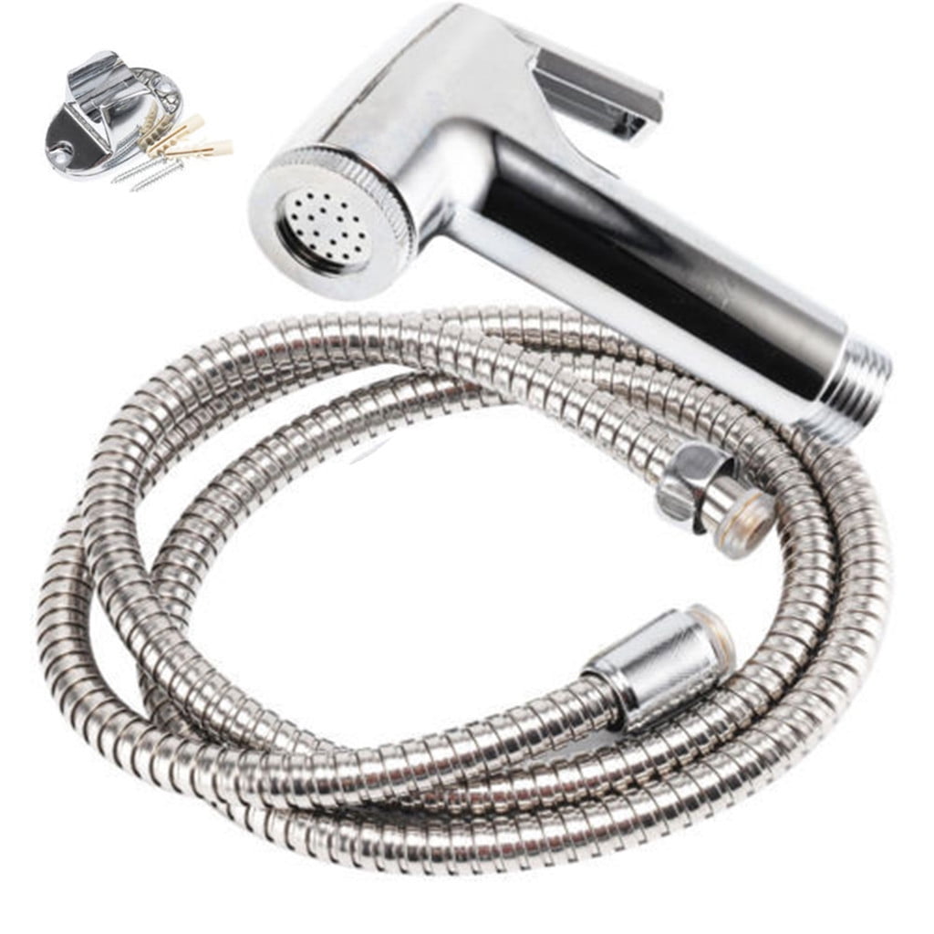 Handheld Douche Bidet Toilet Spray Hygienic Shattaf Shower Kit T-Adapter Nickel