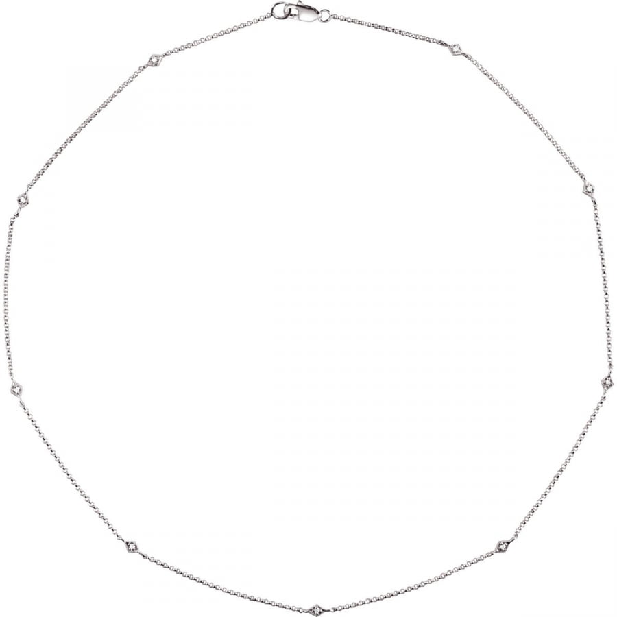 Bonyak Jewelry 14k White Gold Imitation Aquamarine March Birth Month Stone 14 Necklace