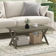 thumbnail image 3 of Furinno Table Basse Moderne et Simpliste à Croisillons, 35.4 Po x 19.6 Po x 16 Po, Chêne Français Gris, 3 of 4