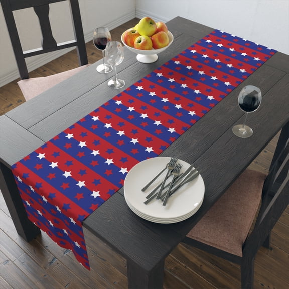 Festive July 4th Red White Blue Table Runner Festive Decor July 4th Decor