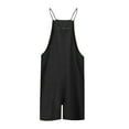 thumbnail image 4 of Moxiu Clearance Women's Jumpsuits Casual Short Rompers Wide Leg Baggy Bibs Overalls Pants Plus Size Solid Color Adjustable Straps Shorts Pants with Pockets, 4 of 5