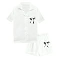 thumbnail image 4 of REDARER Girls' Silk Satin Pajama Set, Short Sleeve Button-Down Top & Shorts Cozy Two-Piece Loungewear,12-13 Years, 4 of 4