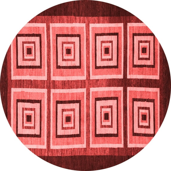 Ahgly Company Indoor Round Abstract Red Modern Area Rugs, 3' Round