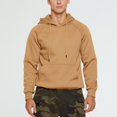 thumbnail image 3 of SWSMCLT Men's Fleece Pullover Hoodie Hooded Long Sleeve Sweatshirt Soft Solid Spring Fall Top Drawstring Lightweight Khaki 38, 3 of 4