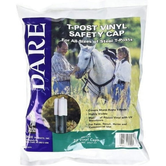 25-pack Dare Products Vinyl T-Post Safety Cap - Weather-Resistant Outdoor - 25 Pack, White — Residential Use, Standard Application