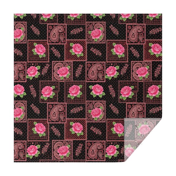 Pioneer Flower Floral Print Pattern Square Tablecloth, Waterproof Wipeable Spillproof Washable Table Cover for Home Kitchen Party and Daily Decor 60"x60"