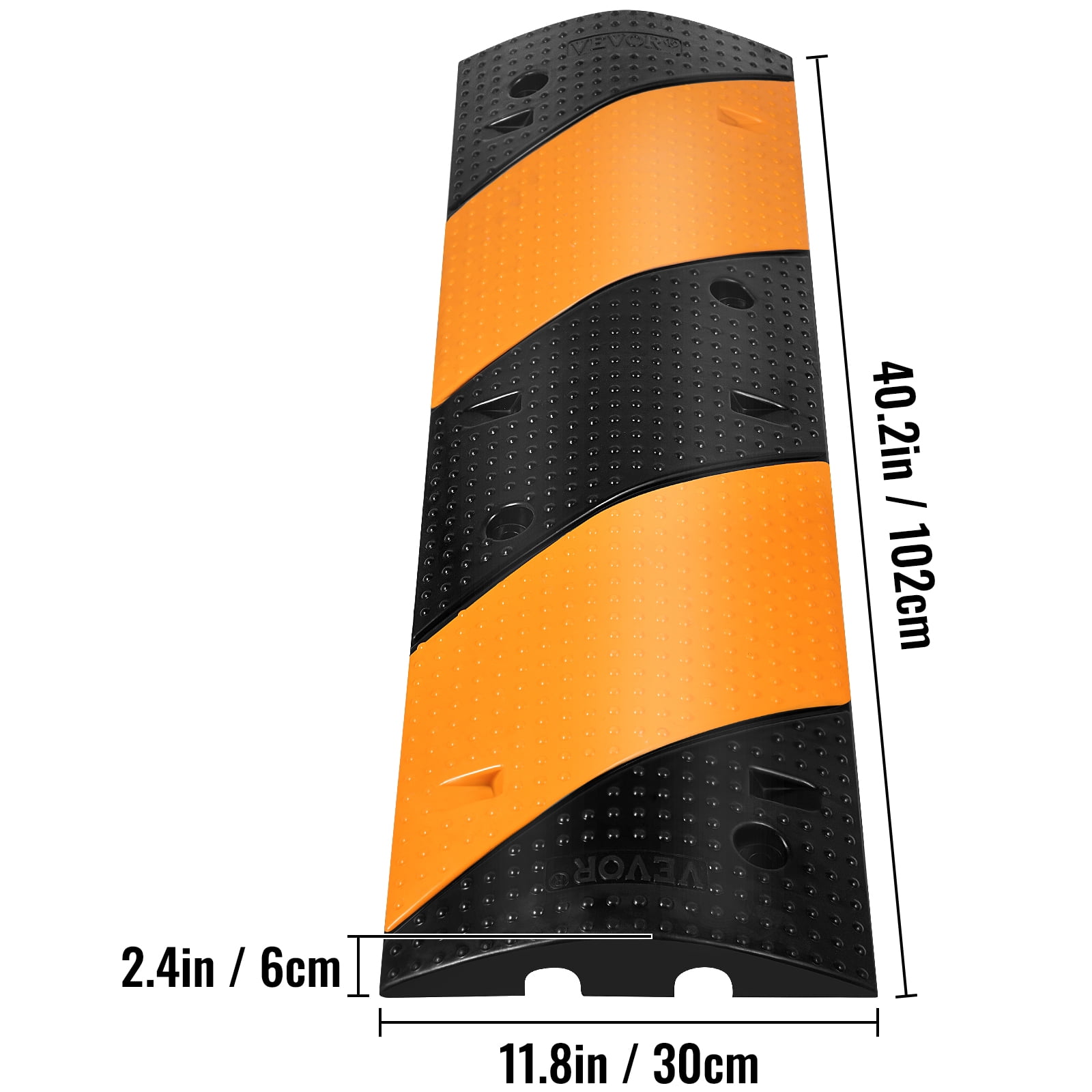 VEVORbrand Rubber Speed Bump, 1 Pack 2 Channel Speed Bump Hump, 40 Long  Modular Speed Bump Rated 22000 lbs Load Capacity, 40.2 x 11.8 x 2.4 inch  Garage Speed Bump for Asphalt Concrete Gravel Driveway 