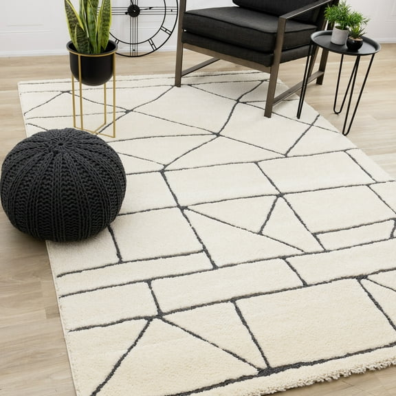 Rug Branch Contemporary Geometric, Trellis Cream Indoor Area Rug - 5' x 8'