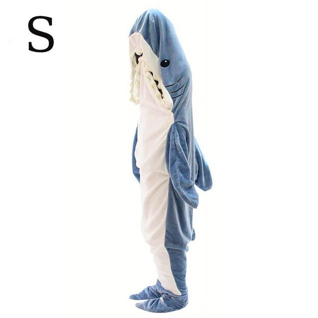 Saco de dormir de tiburón de dibujos animados para niños y adultos, manta de dormir de 3 piezas, pijama suelto para la oficina, siesta Fivean unisex