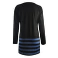 thumbnail image 4 of USSUMA Skirts for Women Trendy Summer Womens Dresses Long Sleeve Crew Neck Casual Printed Pullover Striped Maxi Dress Trendy Skirt Breathable Dresses Birthday Holiday Gift Finder Blue Dress Size-XL, 4 of 5