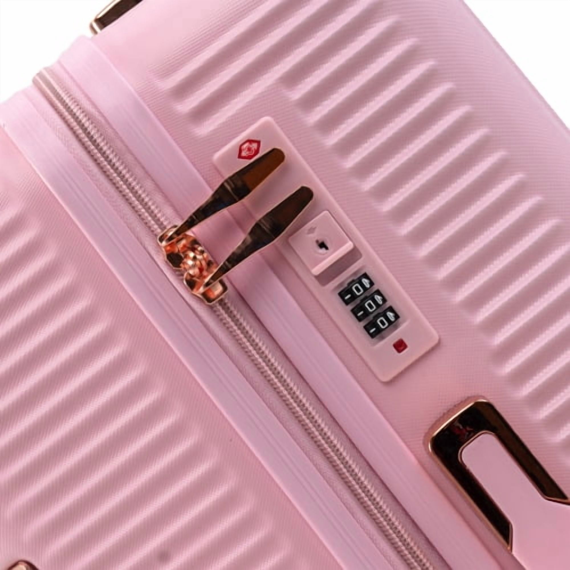 4-Piece Lightweight ABS Hard Shell Luggage Set with 360° Dual Spinner Wheels & Built-In Combination Lock, Scratch-Resistant Modern Travel Suitcase, Pink