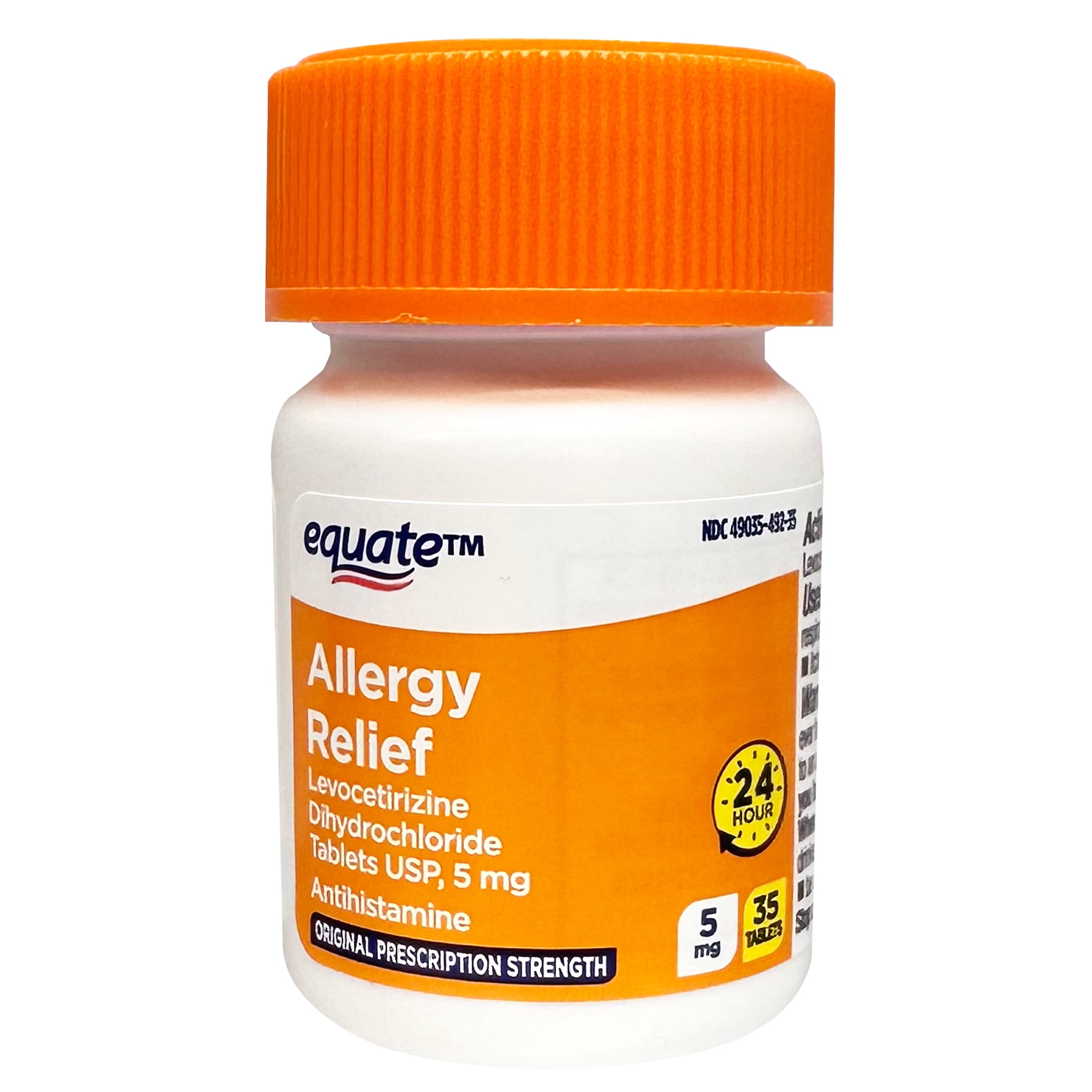 Equate Levocetirizine Dihydrochloride USP Allergy Relief Tablets, 5 mg, 35 Count Compare to Xyzal® Allergy 24HR Active Ingredient