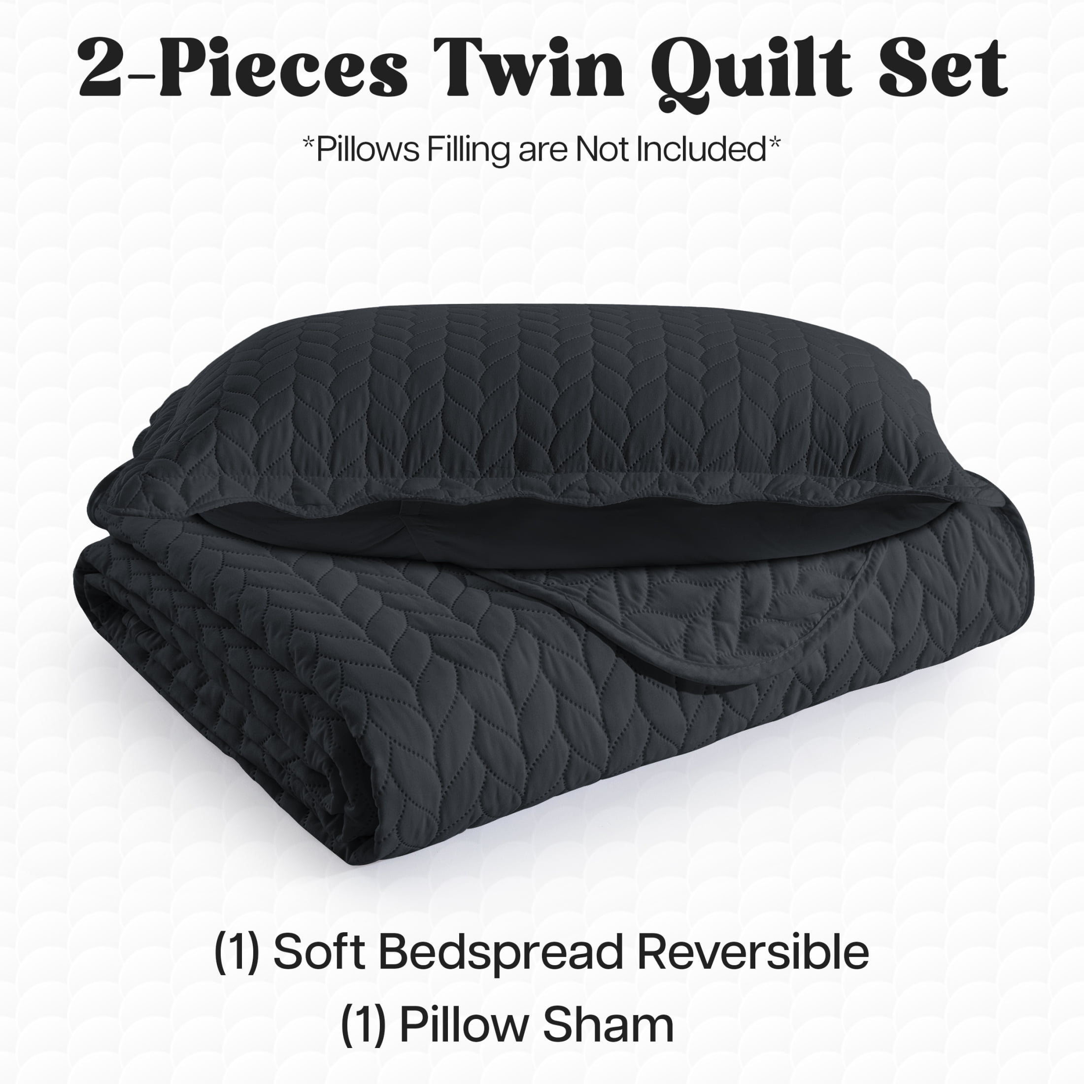 Moonlight20015 3 Piece Quilt Set Lightweight Ultrasoft Microfiber Bedding Charcoal Color King