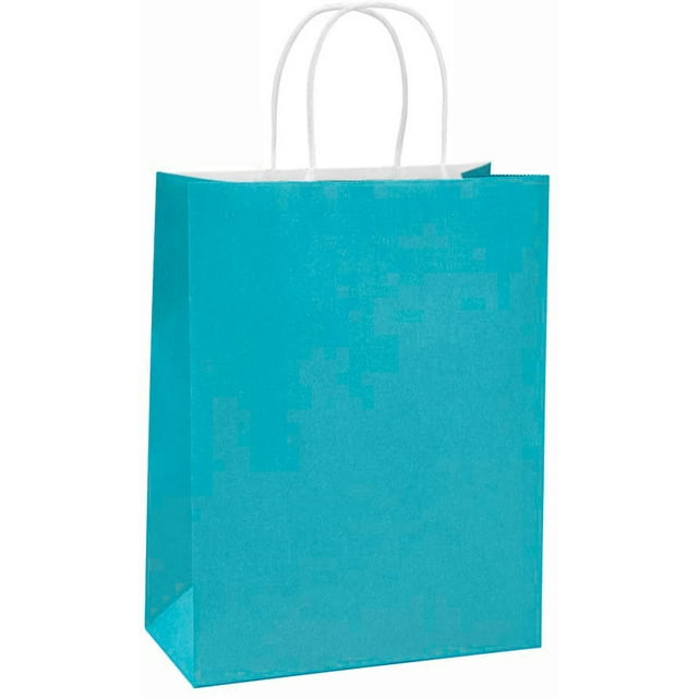 10x5x13 inch Paper Bags Kraft Blue Gift Bags Bulk with Hanldles for