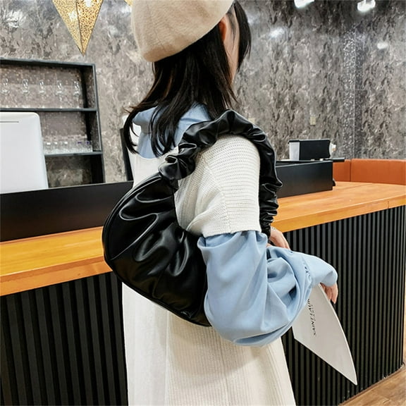 Aueoeo Mini Tote Bags for Women Underarm Soft Bag Faux Leather Bag Small Handbags Handle Dumpling Bag