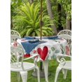thumbnail image 2 of Outdoor Tablecloth with Umbrella Hole and Zipper, Valentines Love Heart Round Table Cloth 54 Inch Waterproof Tablecloth, Eucalyptus Red Love Heart Grey Plaid Picnic Table Cover for Patio Camping, 2 of 7