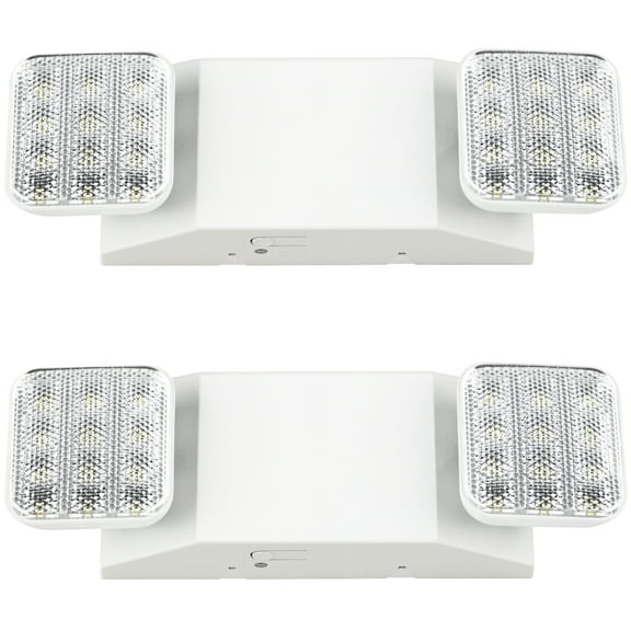 Sunco LED Emergency Lights, Commercial Lighting for Business, Power Outages, Offices, with Backup Battery (90 Minutes), Wall Mount, Hard Wired, 120-277V, Fire Resistant (94V-0) UL 2 Pack.